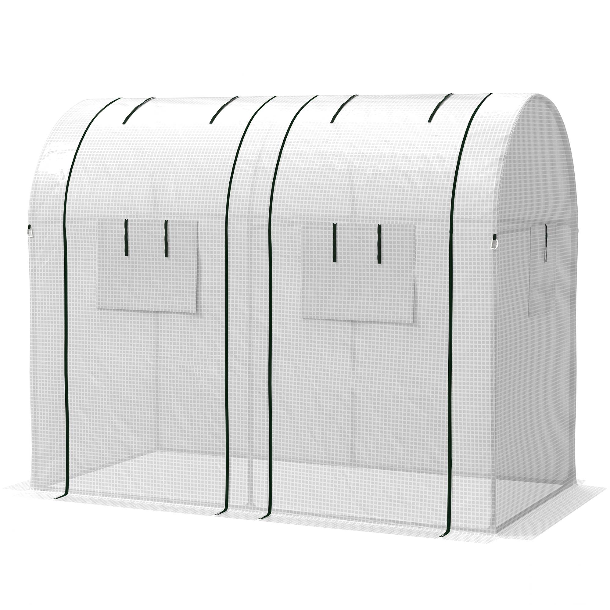 Outsunny - Serre de jardin à tomates 1.85x0.9x1.5m 2 portes zippées déroulantes 4 fenêtres enroulables acier et PE haute densité 135g/m² anti-UV blanc - Outsunny - Image 4