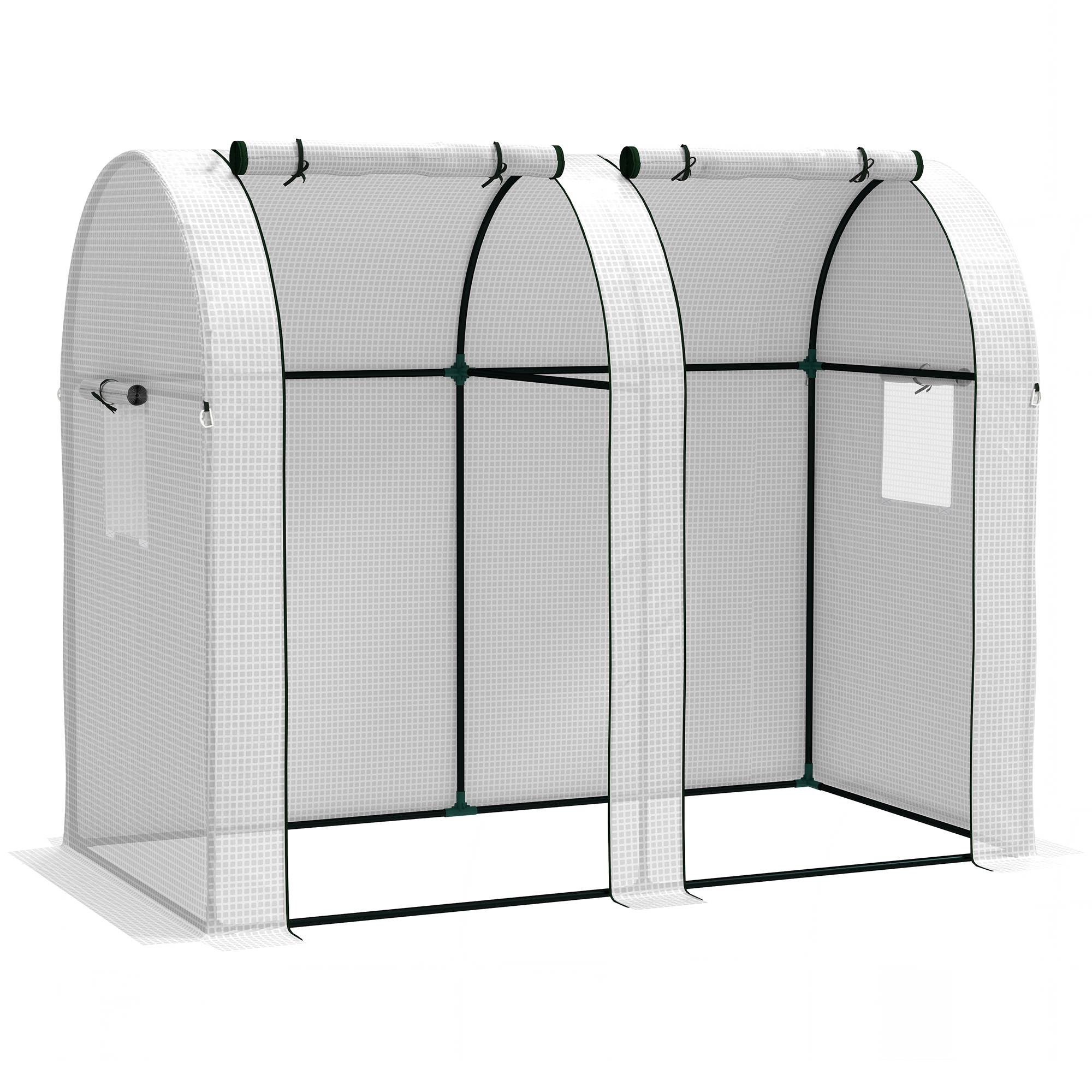 Outsunny - Serre de jardin à tomates 1.85x0.9x1.5m 2 portes zippées déroulantes 4 fenêtres enroulables acier et PE haute densité 135g/m² anti-UV blanc - Outsunny - Image 1