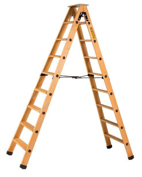 Escabeau double accès bois 2x8 marches + tablette CENTAURE - 483608 - Image 1