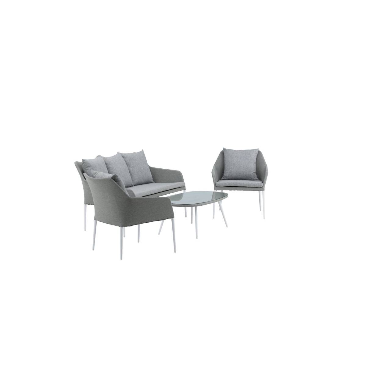 Salon de Jardin "Spoga" 151cm Gris & Blanc - Image 3