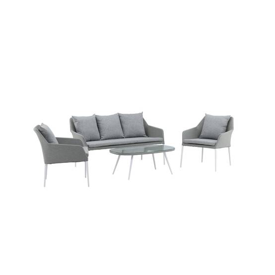 Salon de Jardin "Spoga" 151cm Gris & Blanc - Image 2