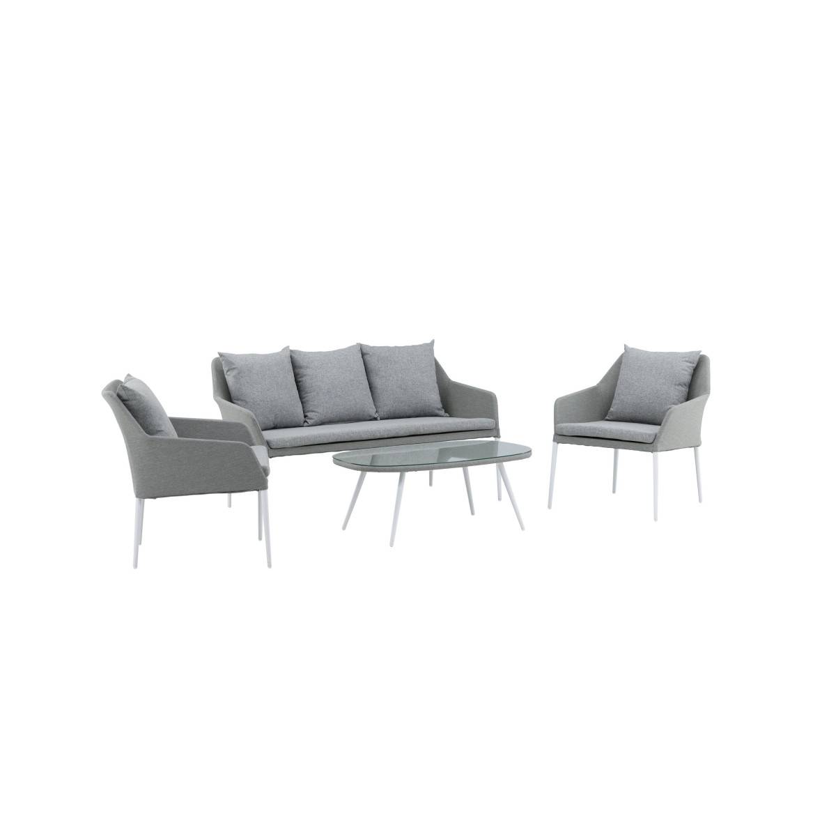 Salon de Jardin "Spoga" 151cm Gris & Blanc - Image 2