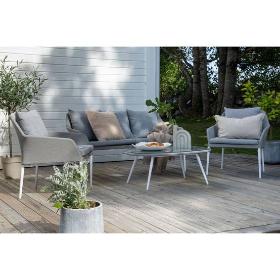 Salon de Jardin "Spoga" 151cm Gris & Blanc - Image 8