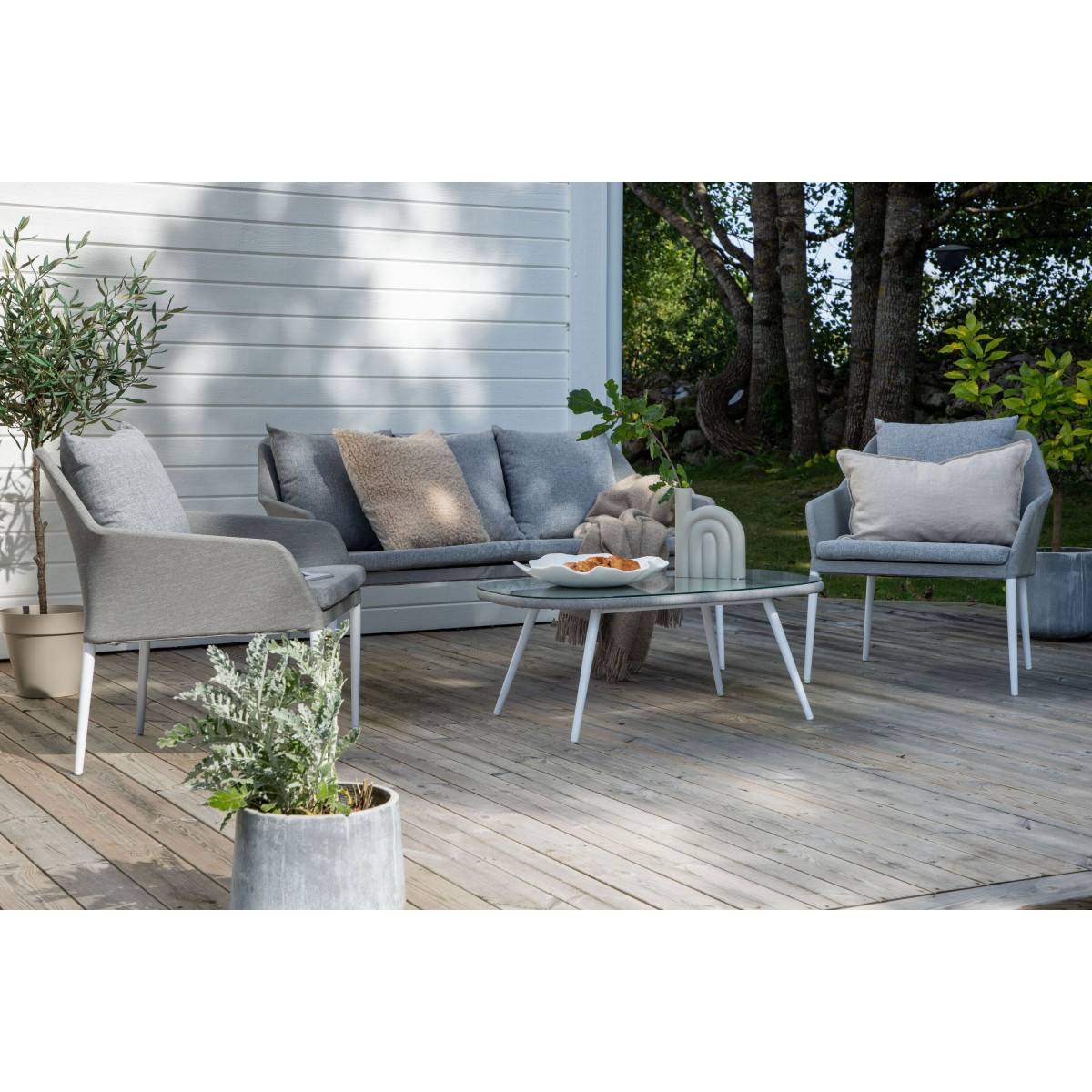 Salon de Jardin "Spoga" 151cm Gris & Blanc - Image 8