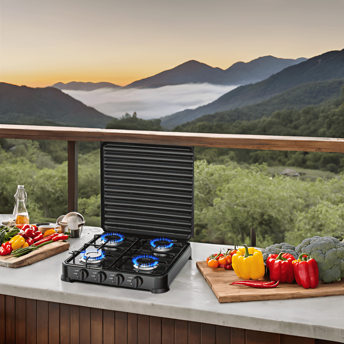 Intec - Plaque de cuisson gaz 4 feux 8800W Table de cuisson portable + Tuyau gaz Butane/Propane Bruleurs inox INTEC - Imagen 2