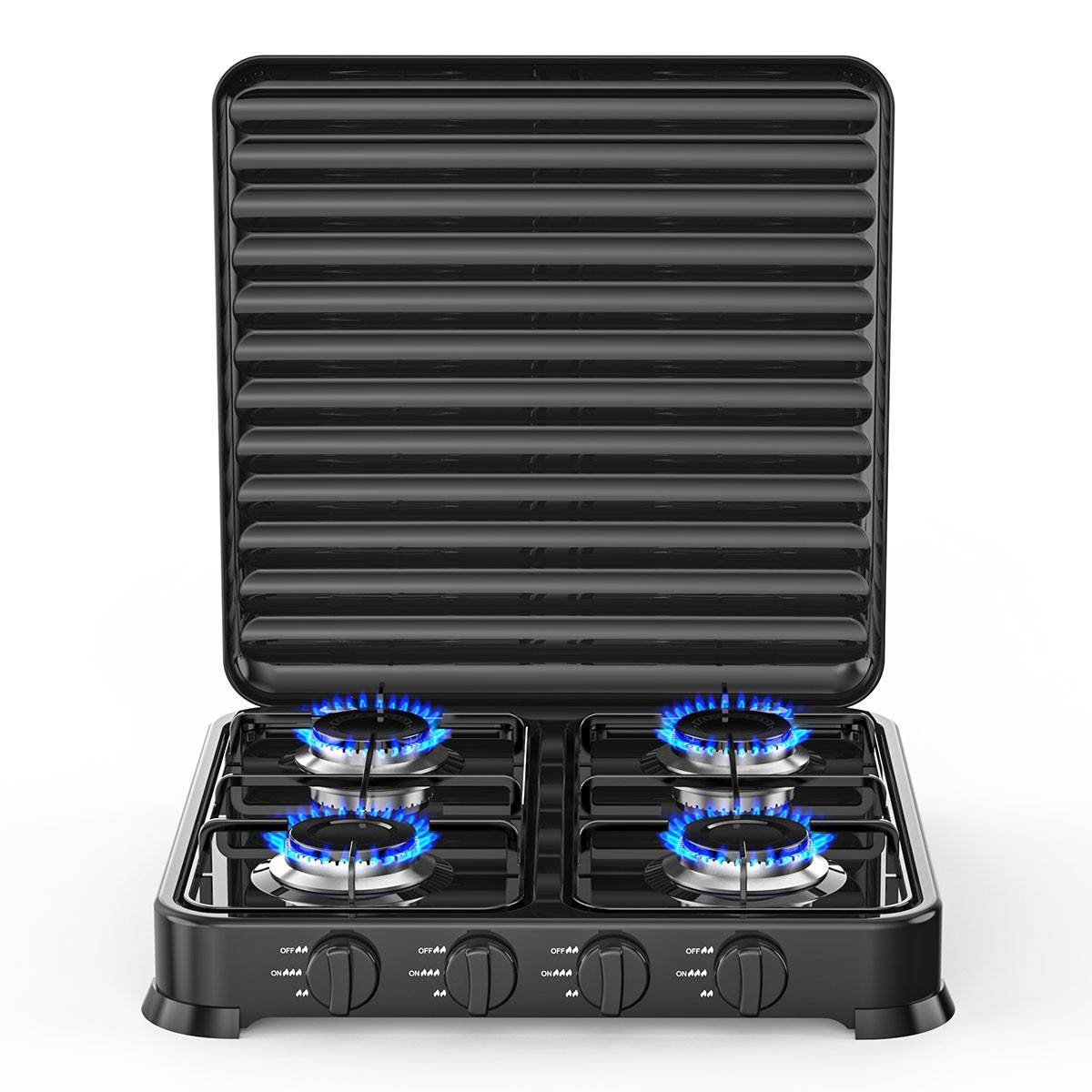 Intec - Plaque de cuisson gaz 4 feux 8800W Table de cuisson portable + Tuyau gaz Butane/Propane Bruleurs inox INTEC - Imagen 7