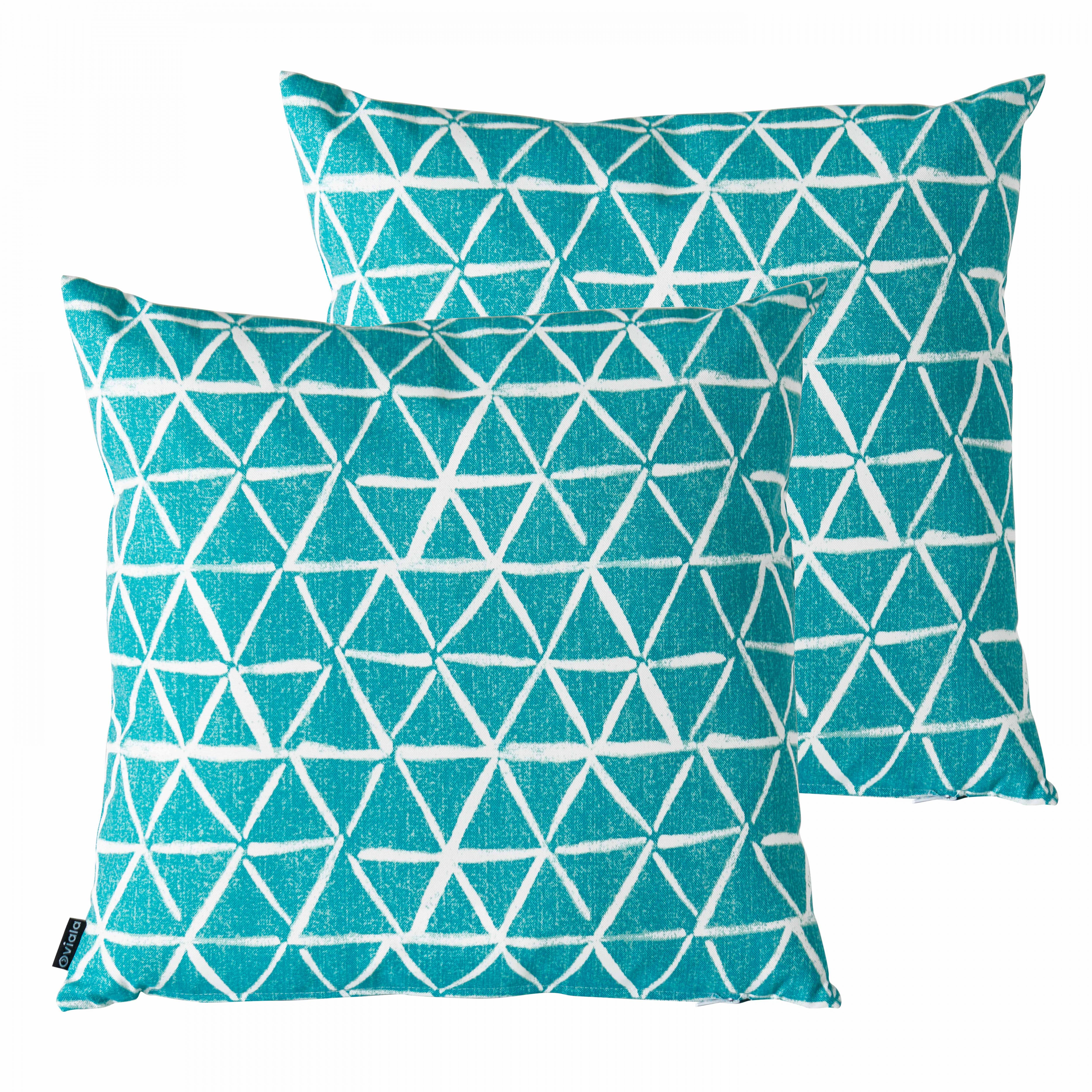 Oviala - Lot de 2 coussins carrés polyester lagune 45x45x8 cm Quito - Oviala - Imagen 1