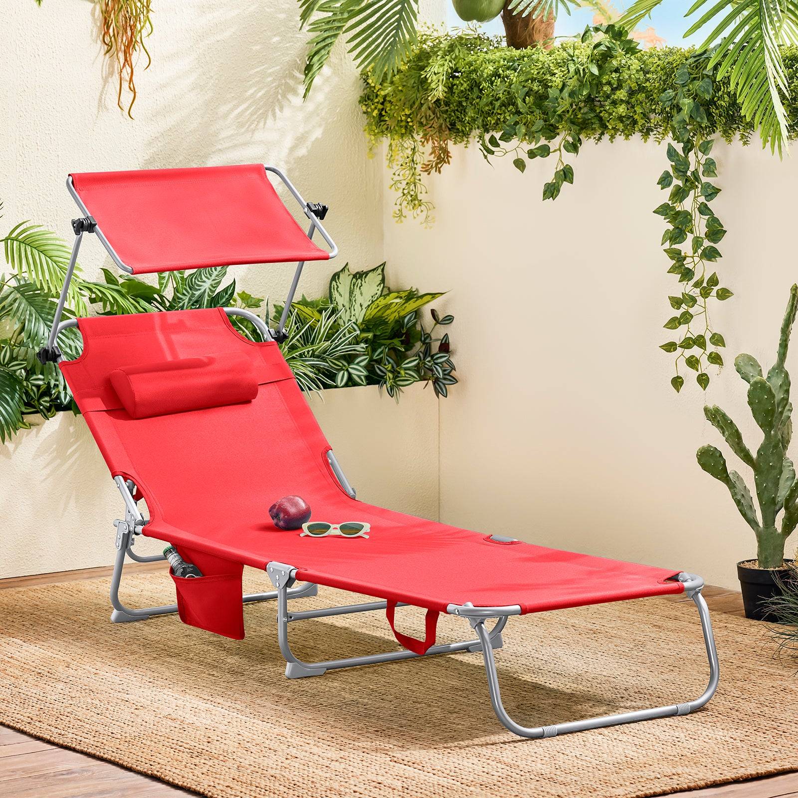 SoBuy Transat Pliable Chaise Longue avec Pare-Soleil Réglable - Imagen 2