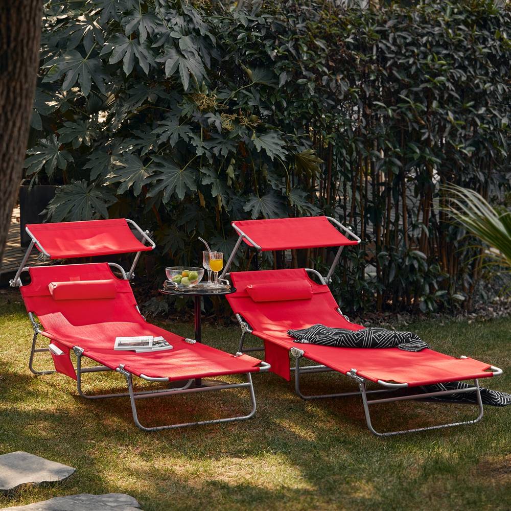SoBuy Transat Pliable Chaise Longue avec Pare-Soleil Réglable - Imagen 10