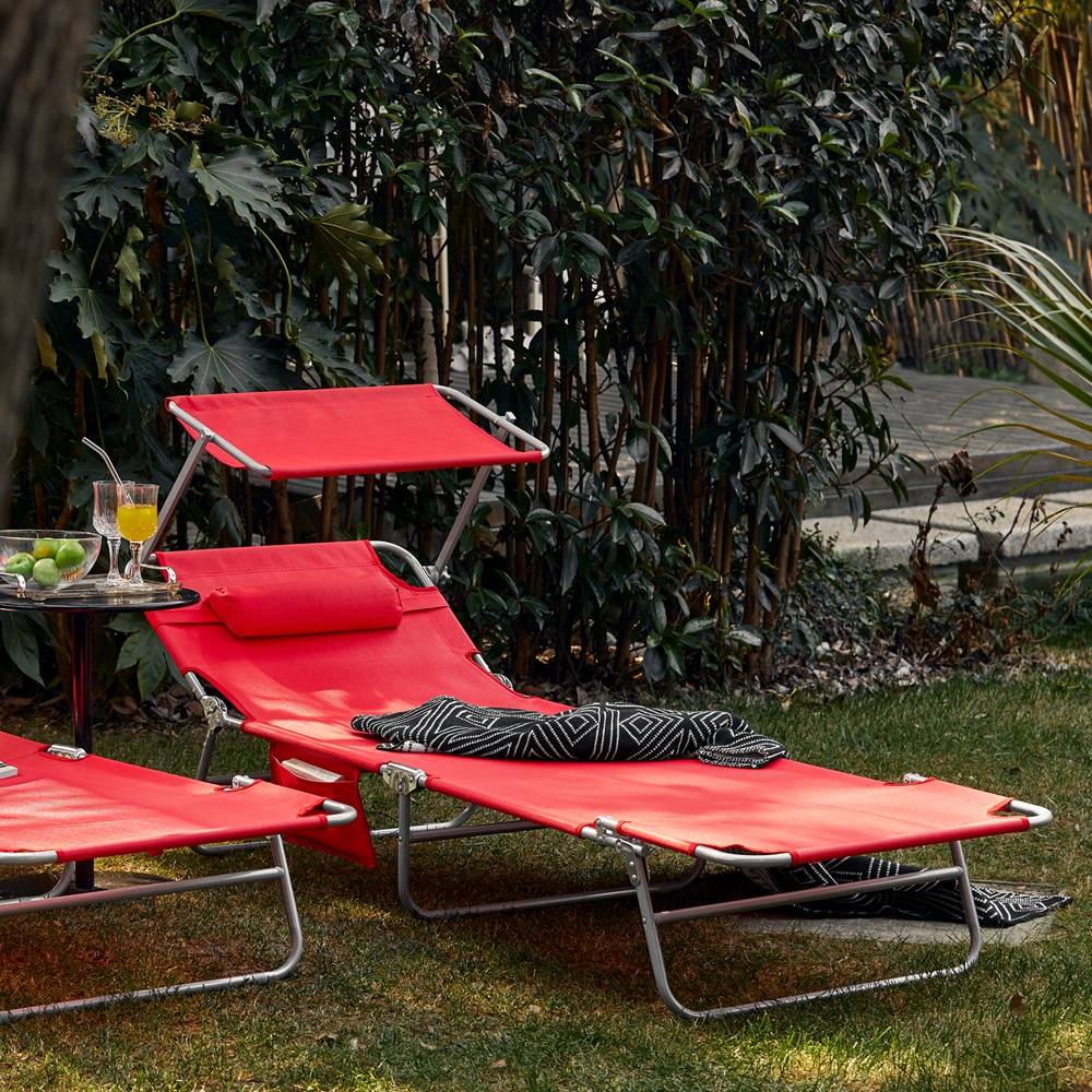 SoBuy Transat Pliable Chaise Longue avec Pare-Soleil Réglable - Image 9