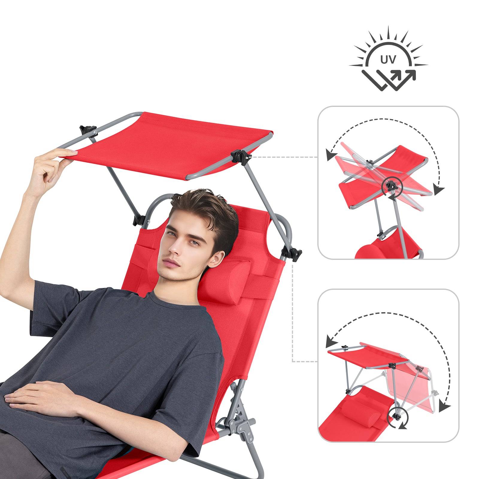 SoBuy Transat Pliable Chaise Longue avec Pare-Soleil Réglable - Imagen 5