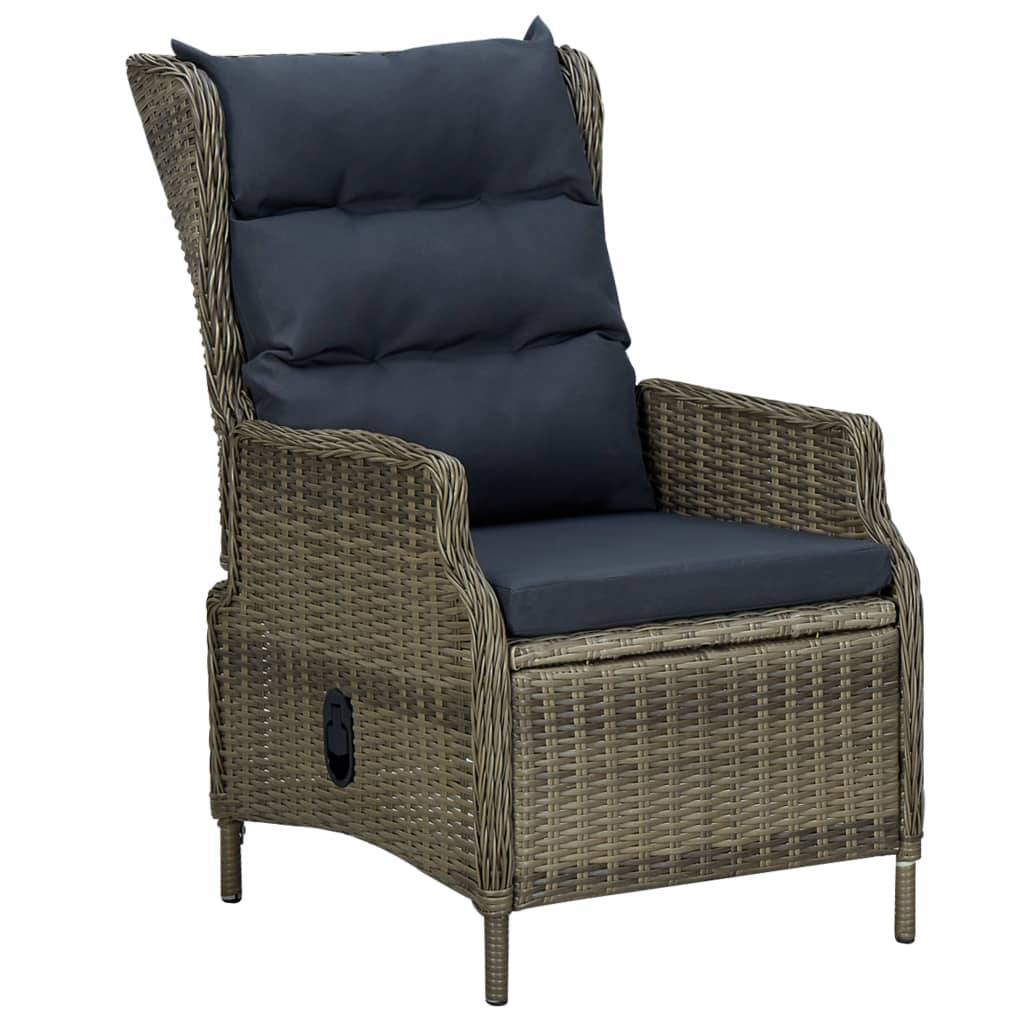 Chaise de jardin inclinable - Fauteuil De Jardin avec coussins Résine tressée Marron - Image 2