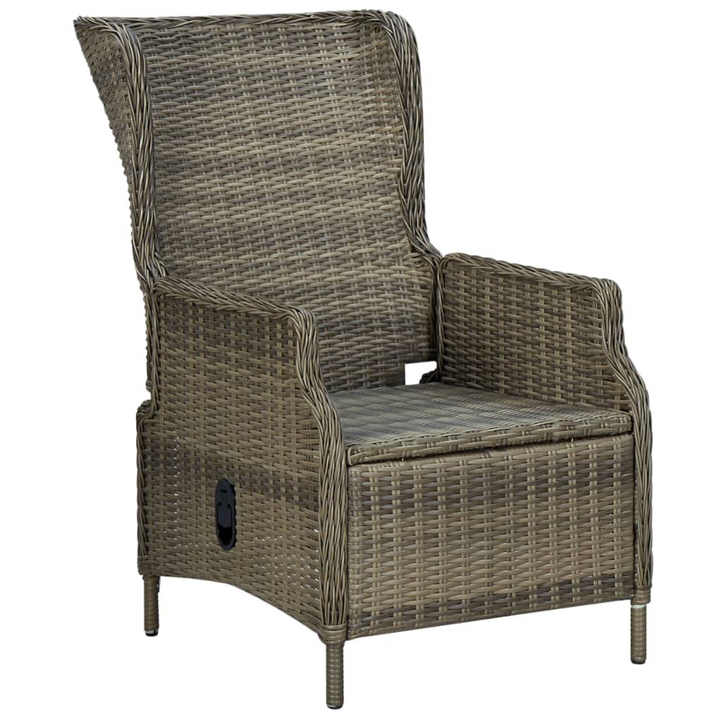 Chaise de jardin inclinable - Fauteuil De Jardin avec coussins Résine tressée Marron - Image 3