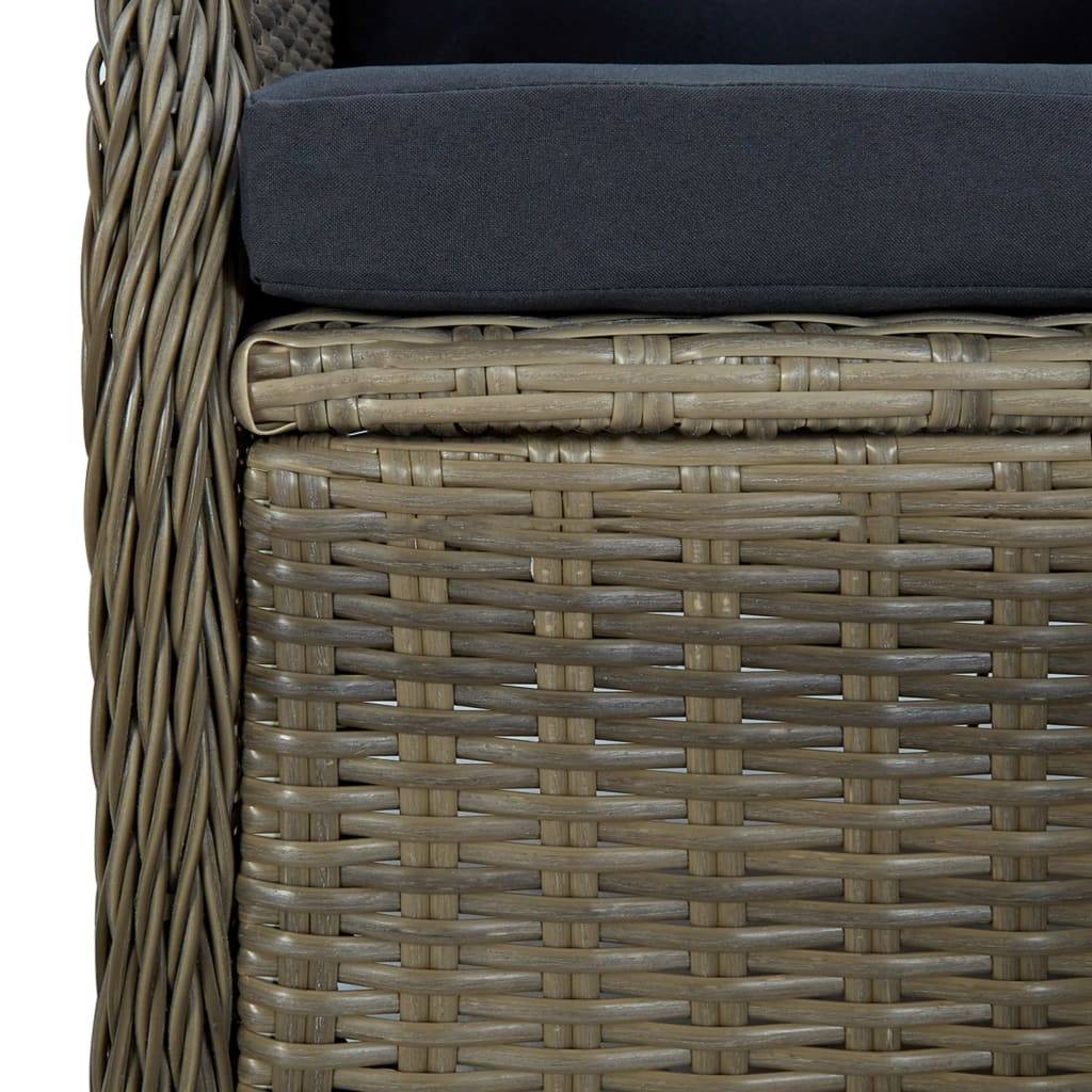 Chaise de jardin inclinable - Fauteuil De Jardin avec coussins Résine tressée Marron - Image 6