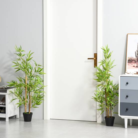 Bambou artificiel, plante déco avec pot, arbre déco, 120cm - Image 9