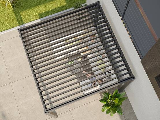 Pergola Bioclimatique Aluminium Autoportee 9m² - 3X3m - Gris - Image 9