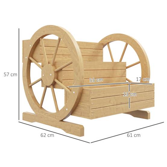 Sans Marque - Jardinière sur Pieds carré Potager 3 étages avec 2 roues Charrette Bois Sapin, dim. 62L x 61l x 57H cm - Image 5