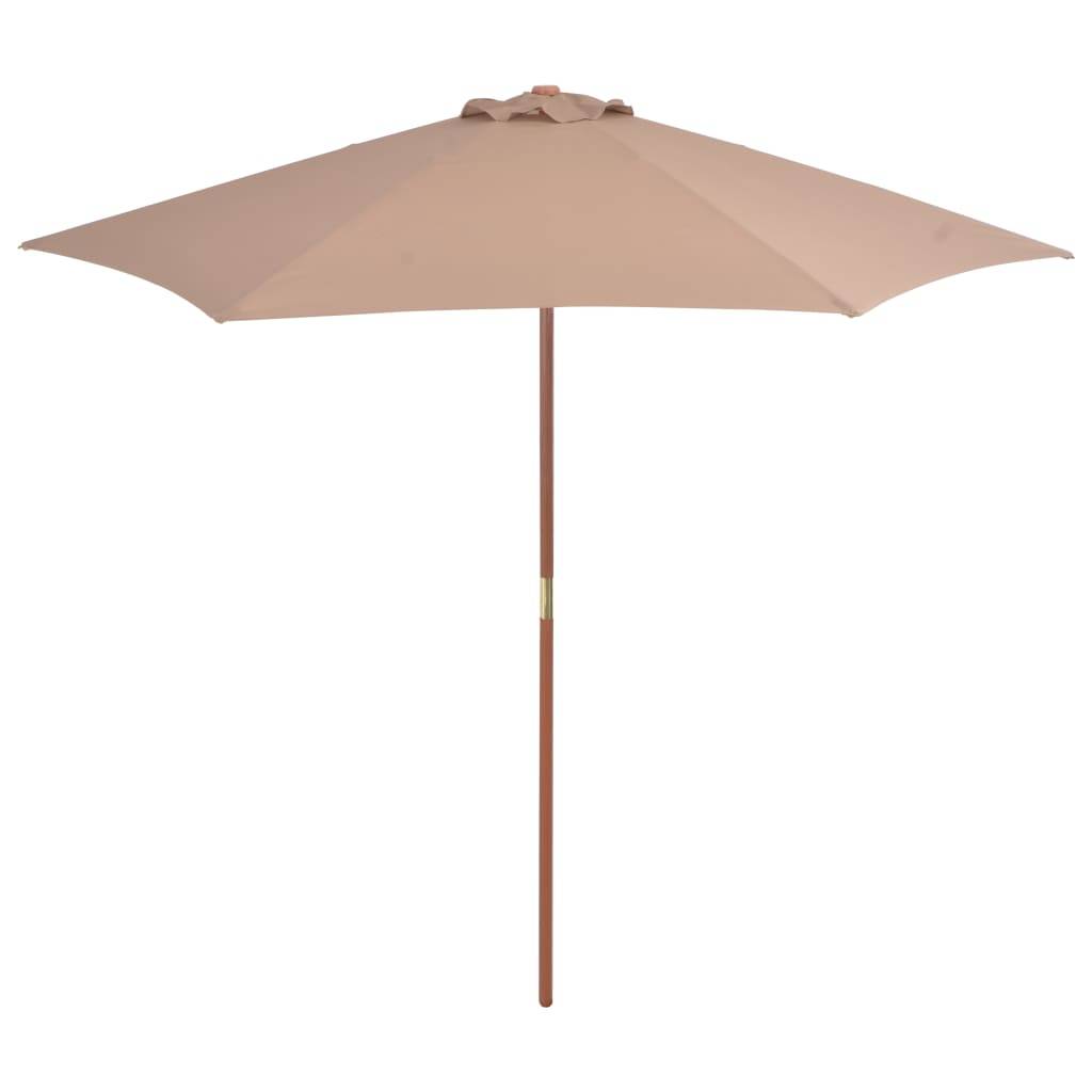 Helloshop26 - Parasol avec mât en bois 270 cm taupe - Imagen 1