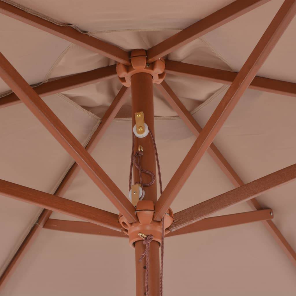 Helloshop26 - Parasol avec mât en bois 270 cm taupe - Imagen 5