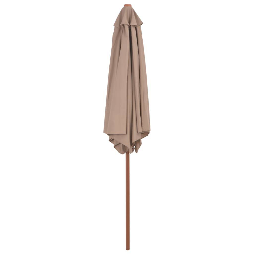 Helloshop26 - Parasol avec mât en bois 270 cm taupe - Imagen 3