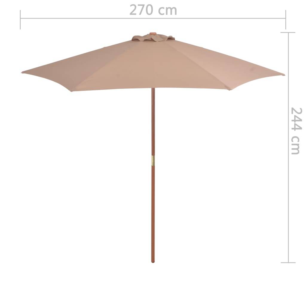 Helloshop26 - Parasol avec mât en bois 270 cm taupe - Imagen 6