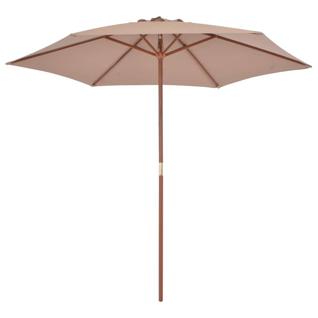 Helloshop26 - Parasol avec mât en bois 270 cm taupe - Imagen 2