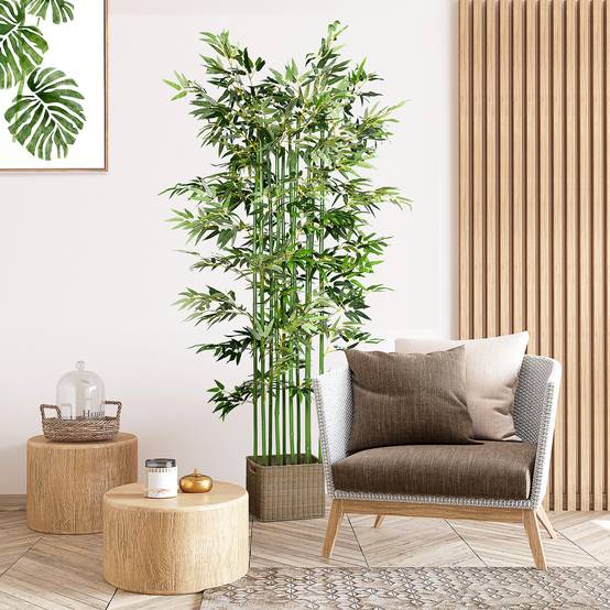 Bambou Artificiel en Jardinière Polyester Décoration Intérieur Facile 180cm Vert - ComfortXL Outdoor Living - Image 4