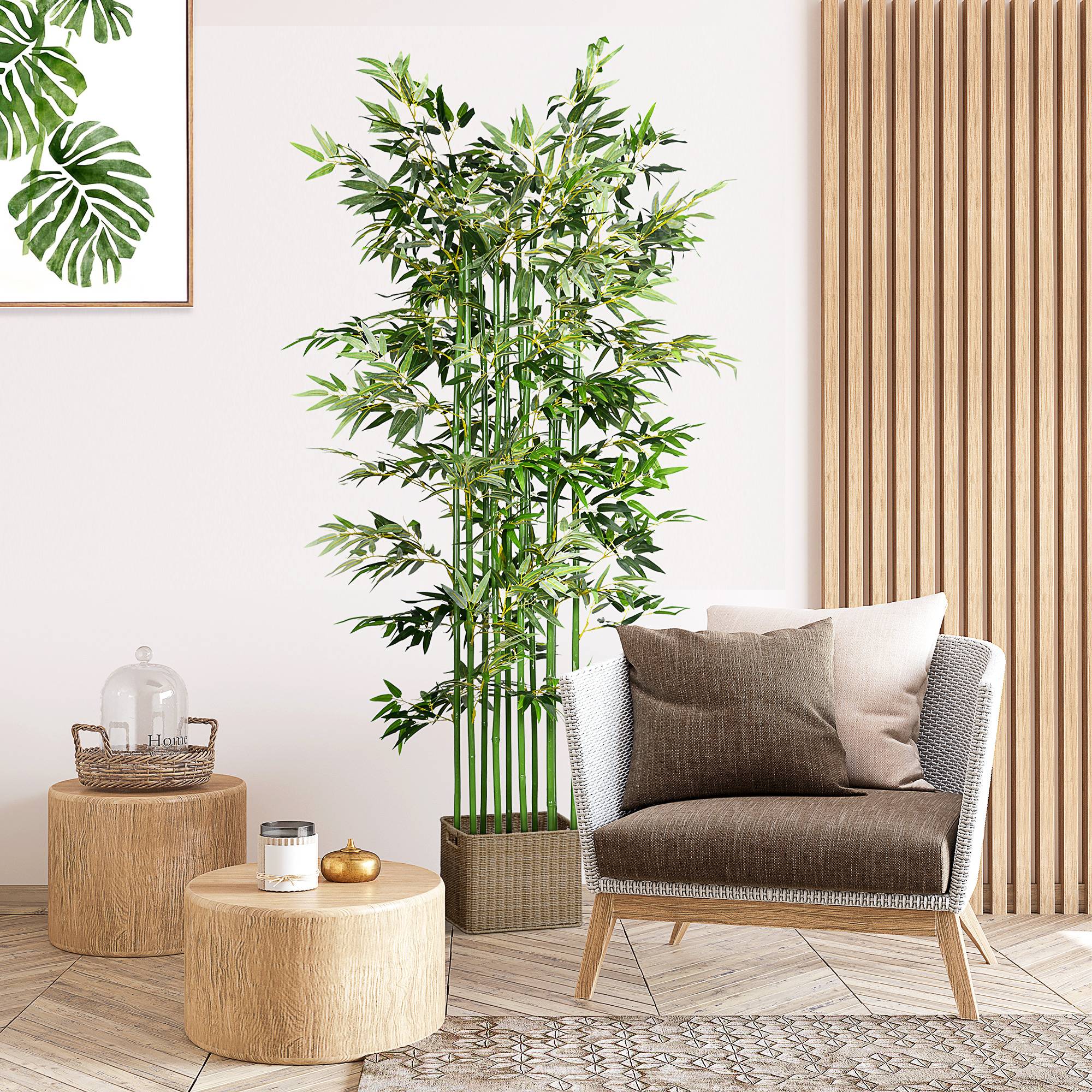 Bambou Artificiel en Jardinière Polyester Décoration Intérieur Facile 180cm Vert - ComfortXL Outdoor Living - Image 4