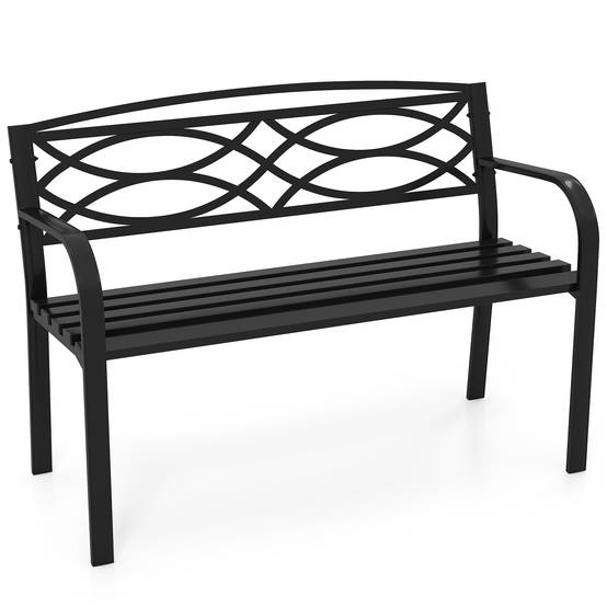 Costway - Banc de Jardin 116 CM Métallique pour 2 Personnes avec Accoudoirs Courbés et Dossier, Charge 300 kg pour Bord de Piscine, Porch - Image 1