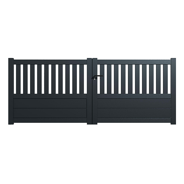 Portail Packit - Portail alu battant semi-ajouré en kit dim. L.3000 (entre piliers) X H.1300 mm  Gris (RAL 7016)
