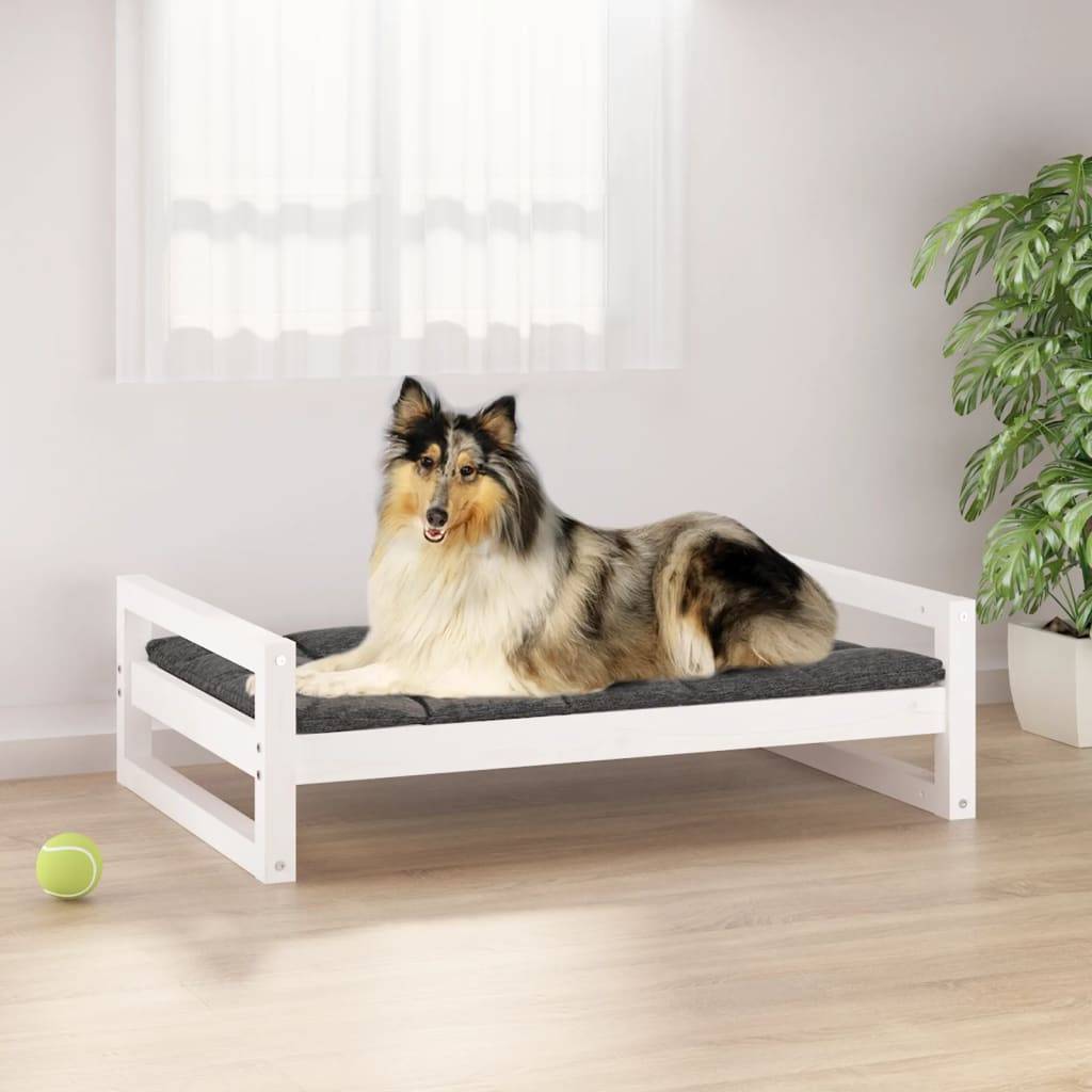 Vidaxl - Lit pour chien Blanc 95,5x65,5x28 cm Bois de pin solide vidaXL 821483 - Imagen 1