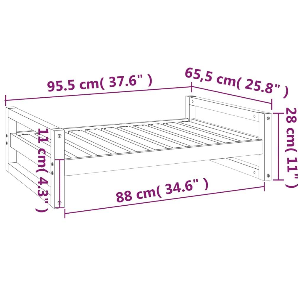 Vidaxl - Lit pour chien Blanc 95,5x65,5x28 cm Bois de pin solide vidaXL 821483 - Imagen 3
