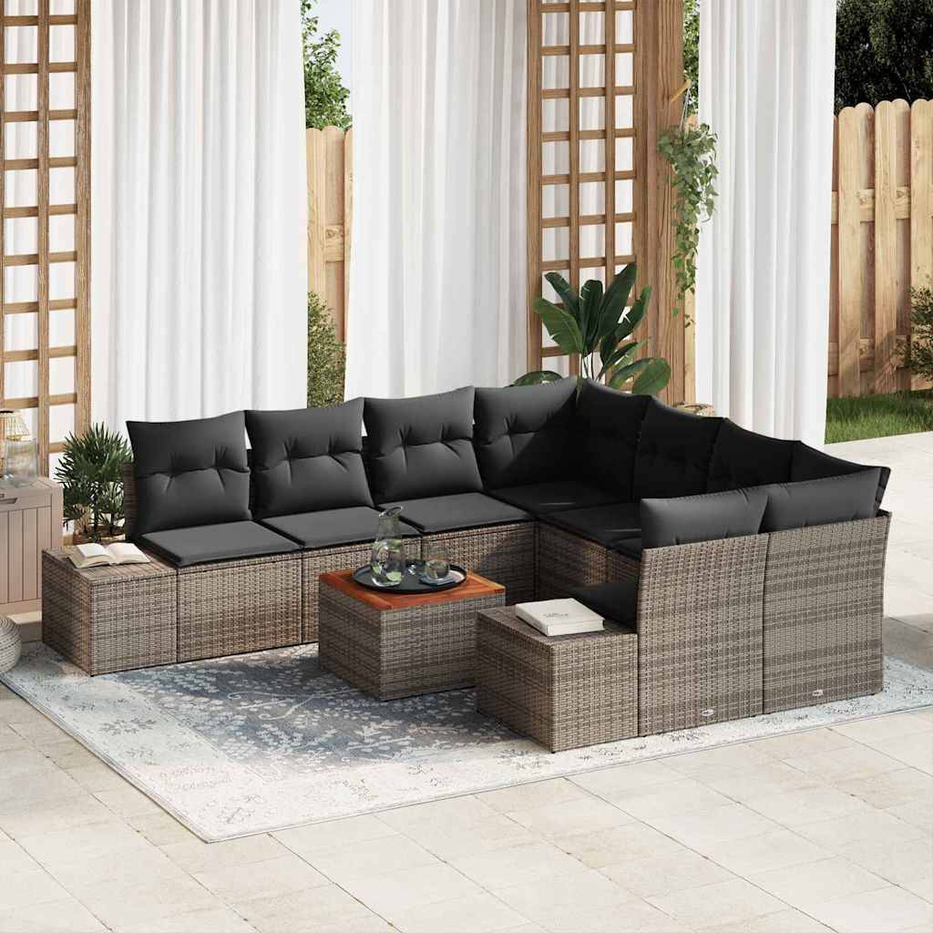 Salon de jardin moderne 9 pièces et coussins confortables pour terrasse Gris – ComfortXL Outdoor Living - Image 1