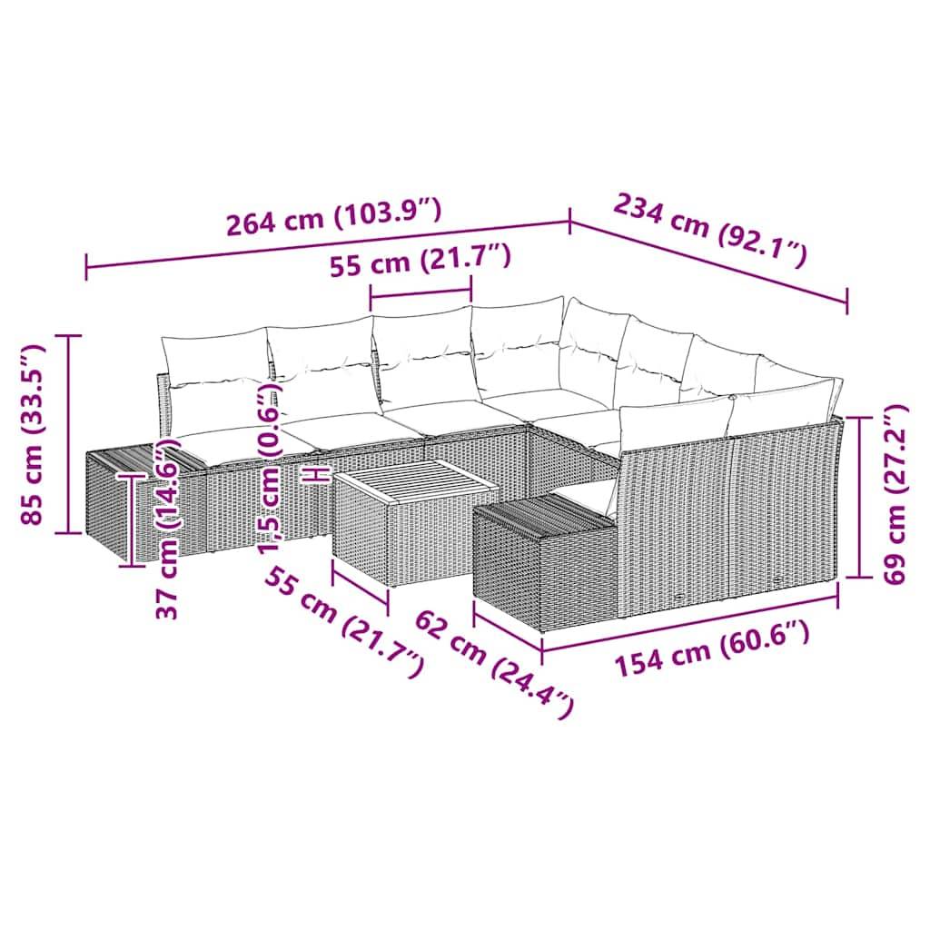 Salon de jardin moderne 9 pièces et coussins confortables pour terrasse Gris – ComfortXL Outdoor Living - Image 9