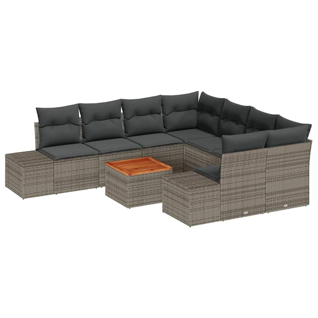 Salon de jardin moderne 9 pièces et coussins confortables pour terrasse Gris – ComfortXL Outdoor Living - Image 2