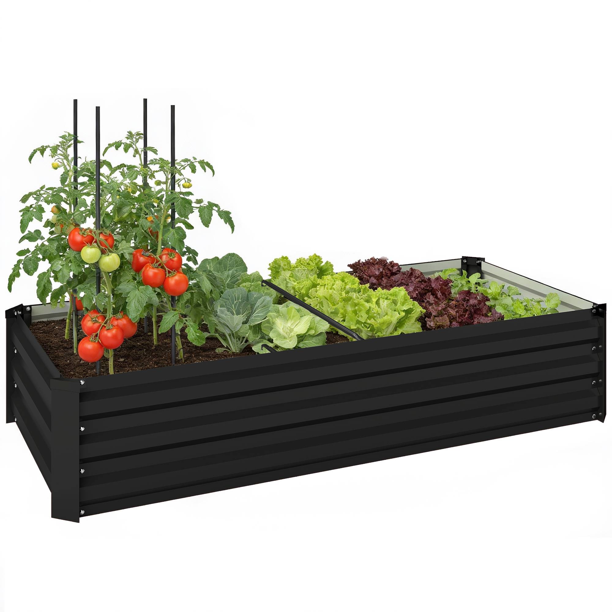 Sans Marque - Jardinière rectangulaire potager acier galvanisé bordure sécurité fond ouvert 150x70x30 cm gris foncé