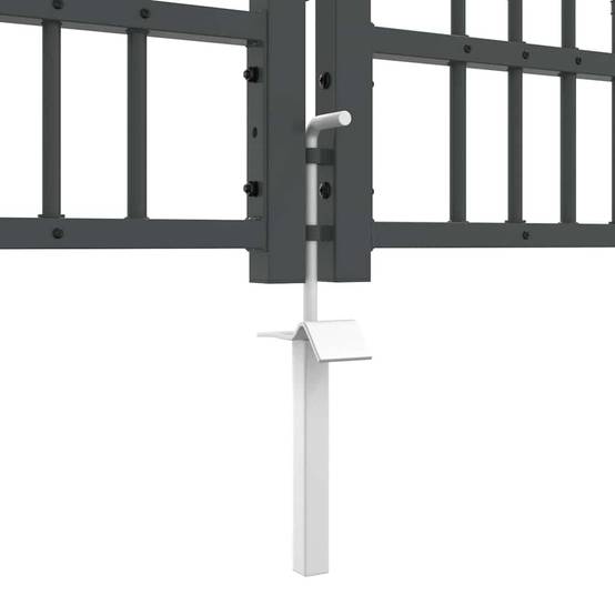 Portail Jardin Double Battant Acier Style Fer Forgé Pointe de Lance 404x120 cm Gris - ComfortXL Outdoor Living - Image 7