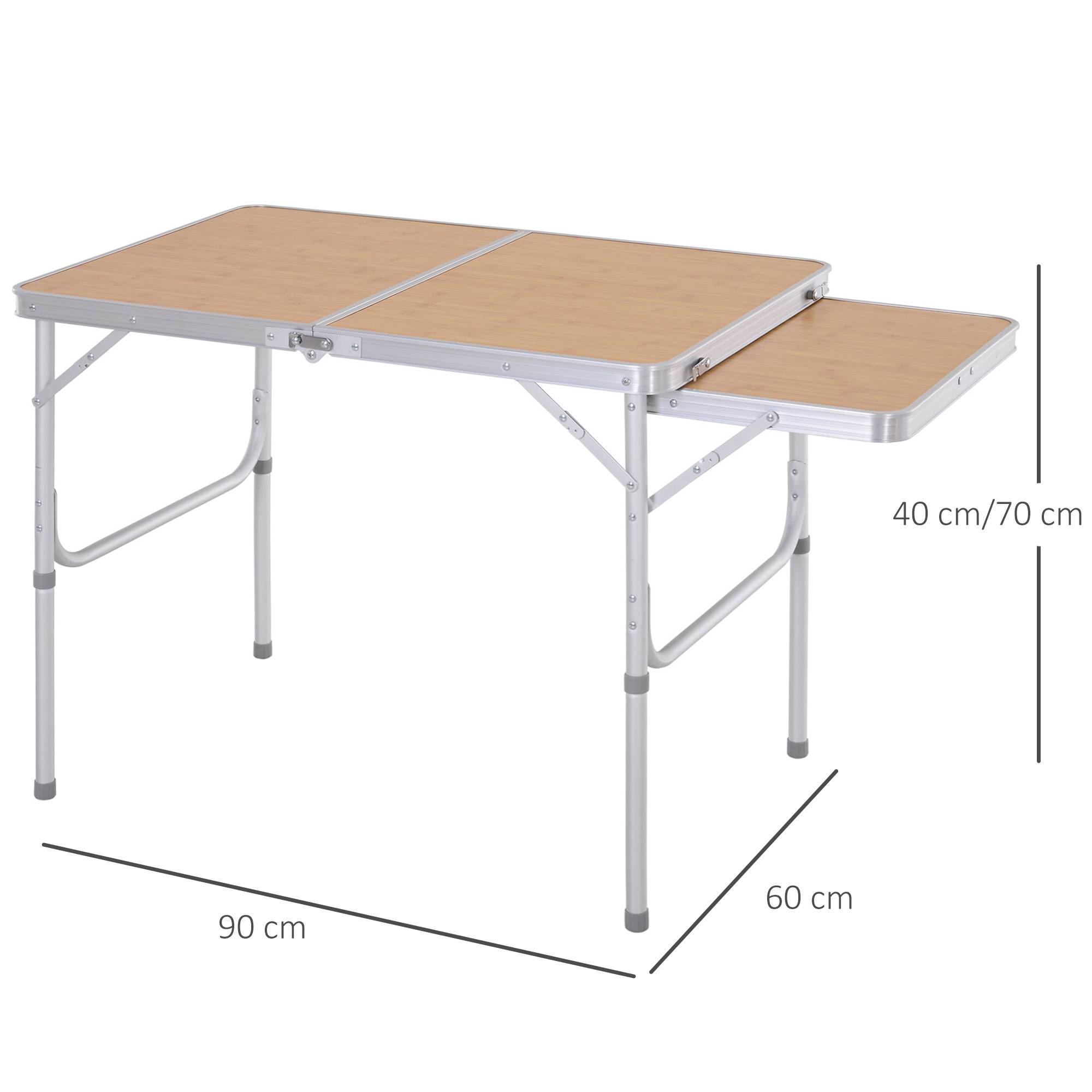 PANGIVO - Table de camping pliante aluminium et MDF imitation bambou 90 x 60 x 70 cm - PANGIVO - Image 5