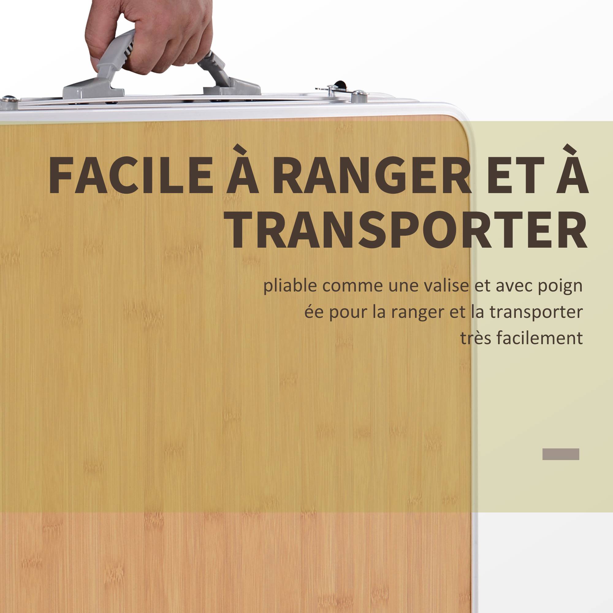 PANGIVO - Table de camping pliante aluminium et MDF imitation bambou 90 x 60 x 70 cm - PANGIVO - Image 6