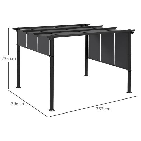 Pergola rétractable acier pour terrasse toile coulissante 3x3.5m gris foncé - ComfortXL Outdoor Living - Image 5