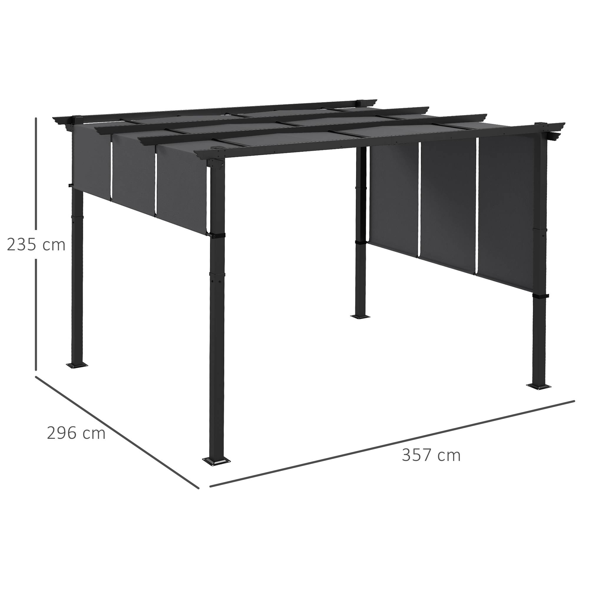 Pergola rétractable acier pour terrasse toile coulissante 3x3.5m gris foncé - ComfortXL Outdoor Living - Image 5