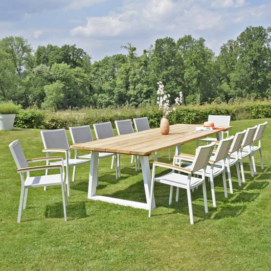 Fauteuil aluminium blanc et textilène gris clair Casablanca - Gecko Jardin - Imagen 5