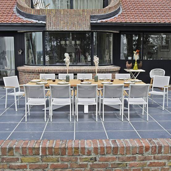 Fauteuil aluminium blanc et textilène gris clair Casablanca - Gecko Jardin - Imagen 6