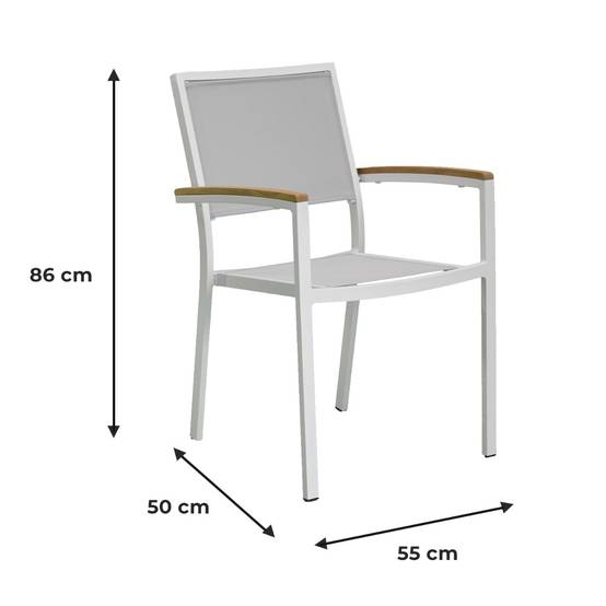 Fauteuil aluminium blanc et textilène gris clair Casablanca - Gecko Jardin - Imagen 7