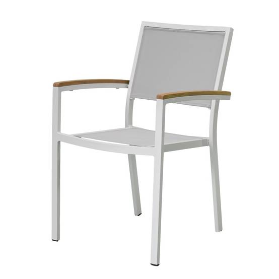 Fauteuil aluminium blanc et textilène gris clair Casablanca - Gecko Jardin - Imagen 2