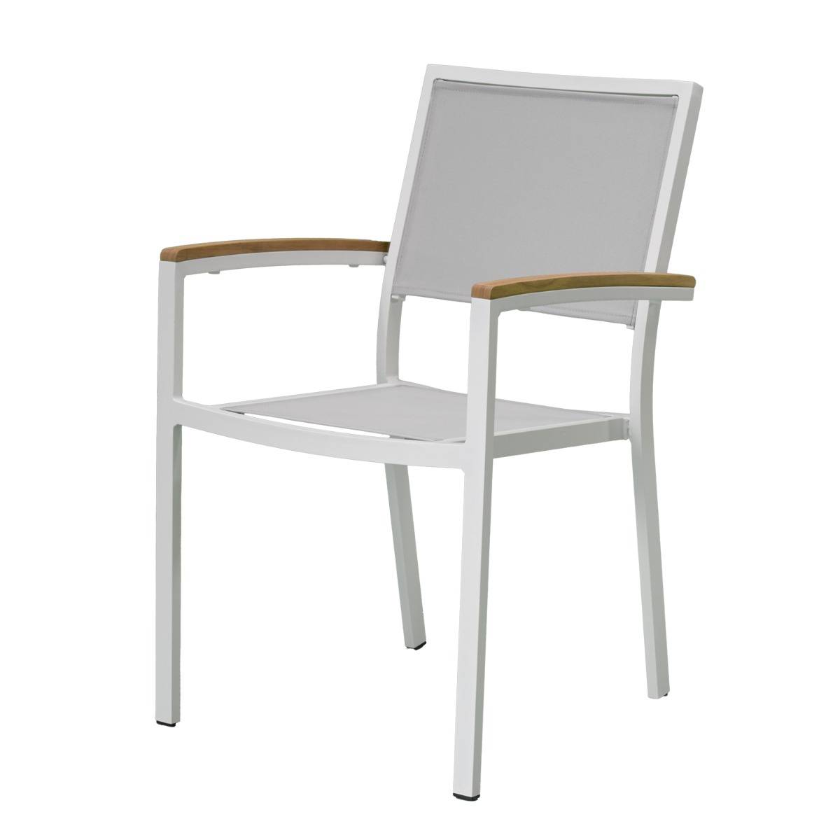 Fauteuil aluminium blanc et textilène gris clair Casablanca - Gecko Jardin - Imagen 2