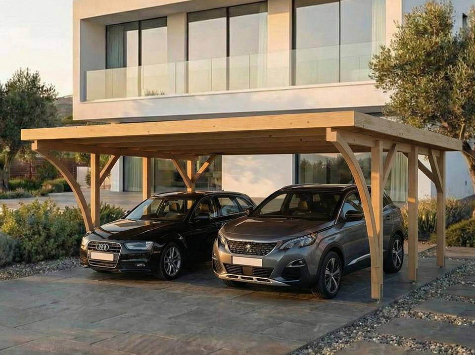 Carport Bois PALERME 2 Voitures - 510 x 603 - Abri pour Voitures - Bois des Regions Nordiques - Pin Traité Autoclave - Imagen 1