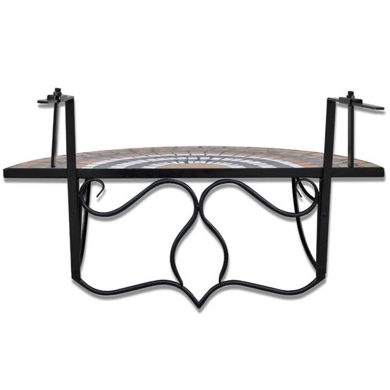 Table de jardin | Table suspendue de balcon Terre cuite et blanc Mosaïque - Image 5