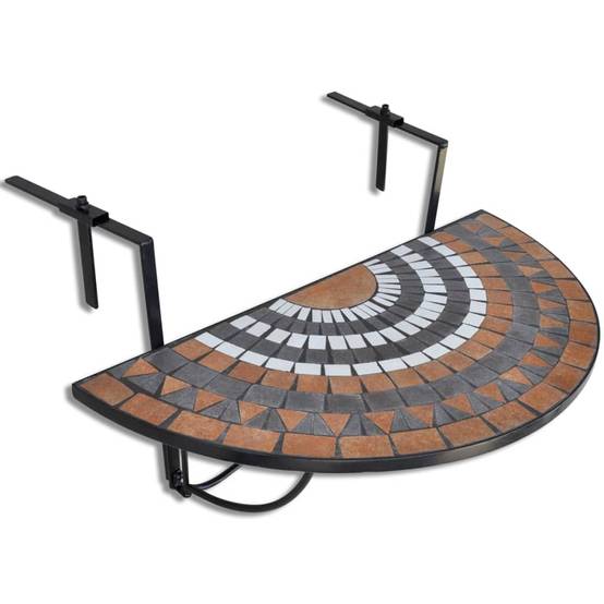 Table de jardin | Table suspendue de balcon Terre cuite et blanc Mosaïque - Image 1