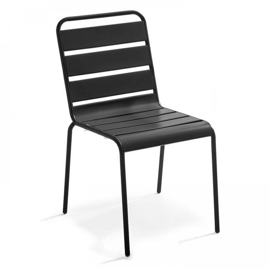 Oviala - Ensemble table de jardin et 8 chaises en métal gris Palavas - Oviala - Imagen 5